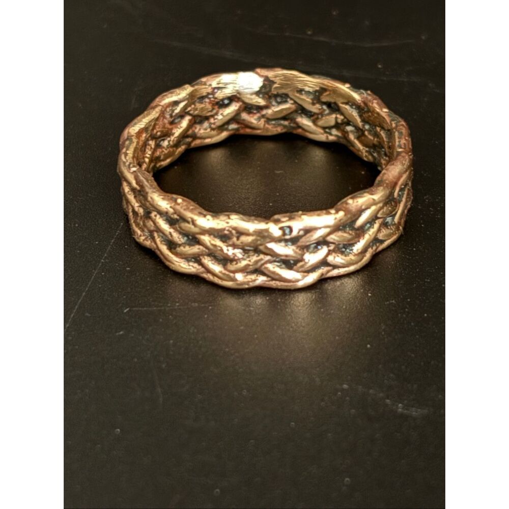 Mens Brass Ring Band, Woven Texture, Size 12, NEW, Handmade